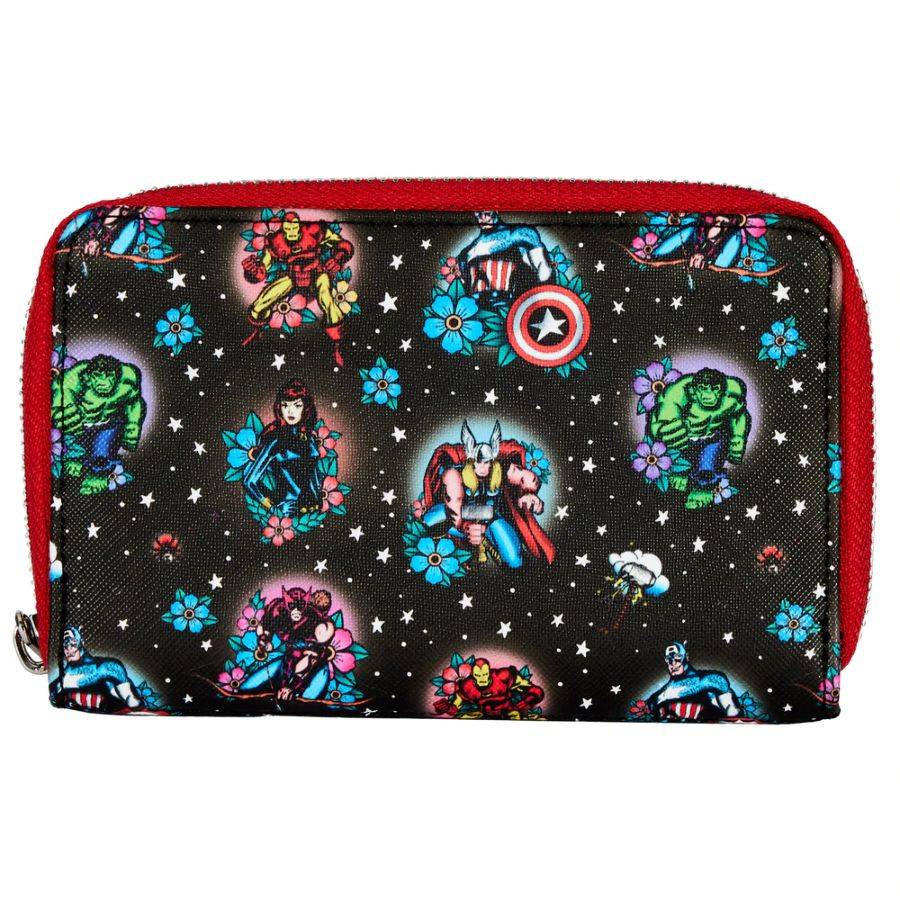Loungefly Avengers Floral Tattoo Zip Purse