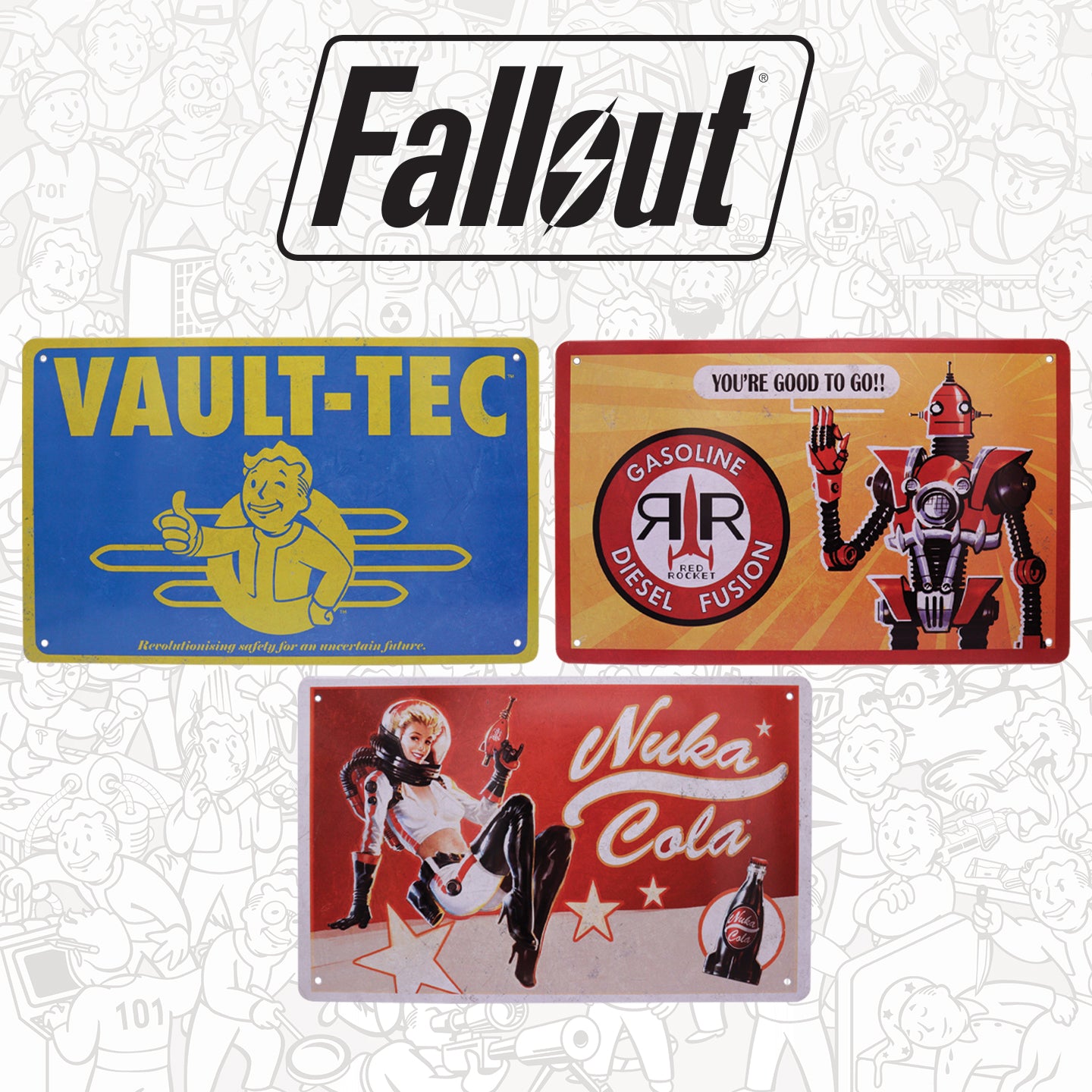 Fallout Tin Sign Set Of 3