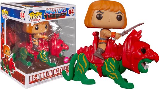 Masters of the Universe - He-Man on Battlecat Flocked US Exclusive Pop! Ride